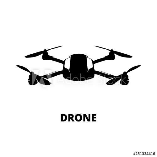 500x500 Quadcopter Icon Drone Concept Symbol Design Isolated On White