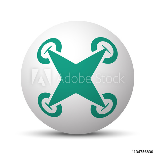 500x500 Green Drone Quadcopter Icon On White Sphere