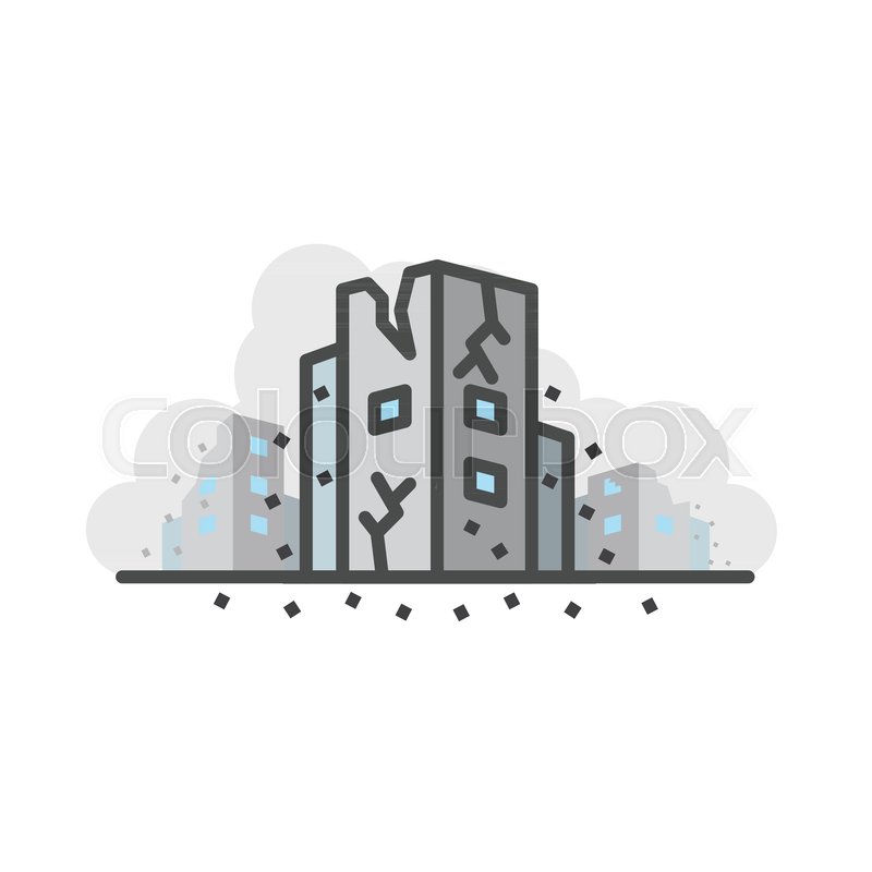 800x800 Earth Quake, Collapsed Building Stock Vector Colourbox
