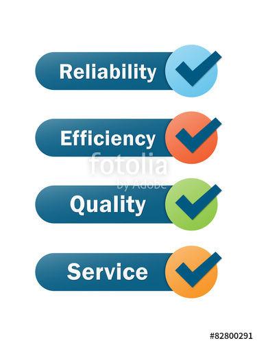 375x500 Reliability Efficiency Quality Service Icons With Tick Stock
