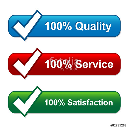 500x500 Satisfaction Quality Service Icons With Tick Stock Image