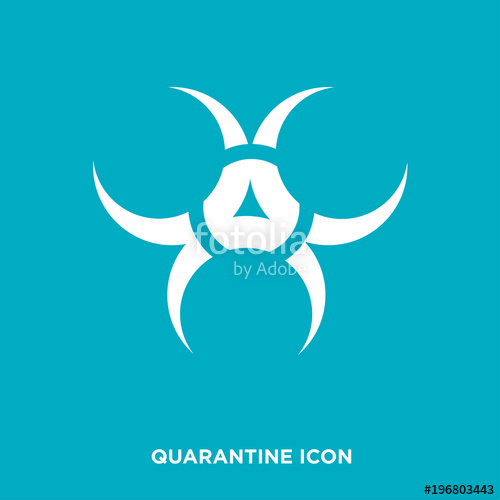 500x500 Quarantine Icon On Blue Background, In White Stock Image