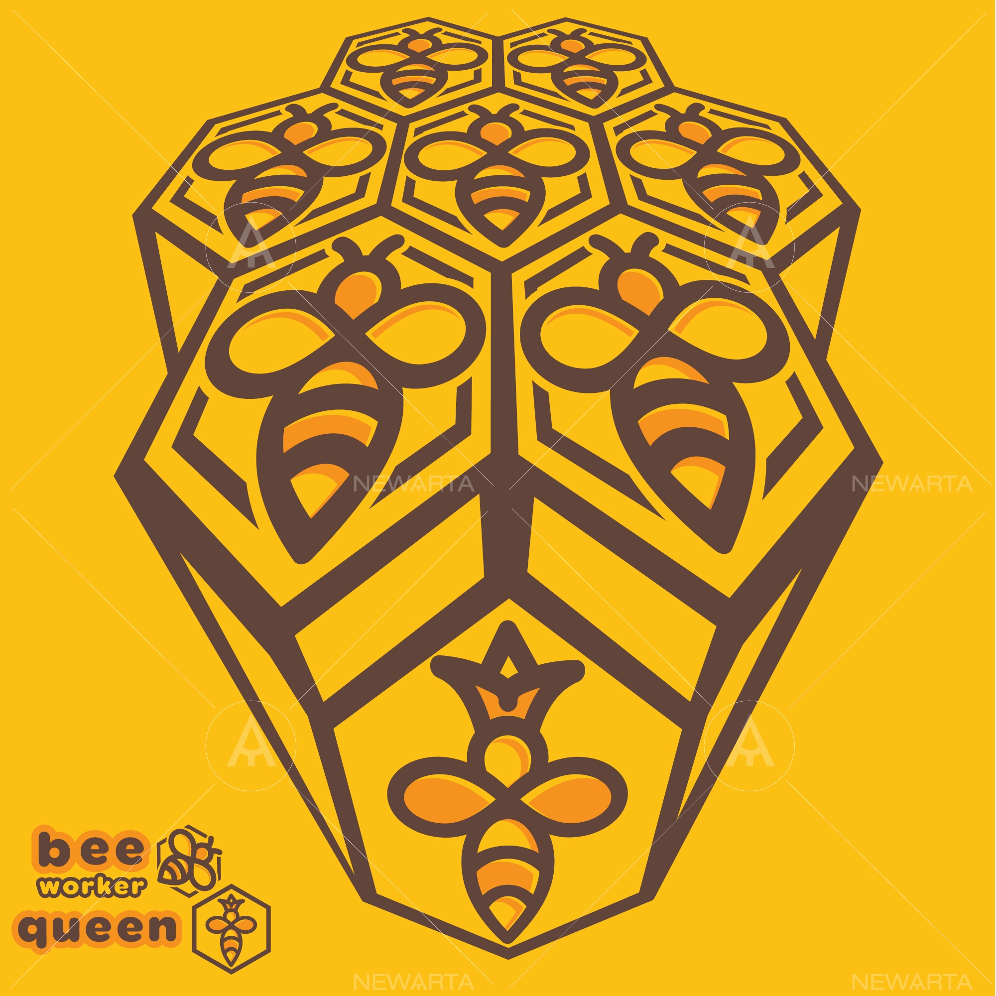 Bee Worker And Bee Queen 2000x2000 Bee Worker And Bee Queen