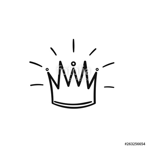 500x500 Hand Drawn Crown Logo For Queen Icon, Princess Diadem Symbol
