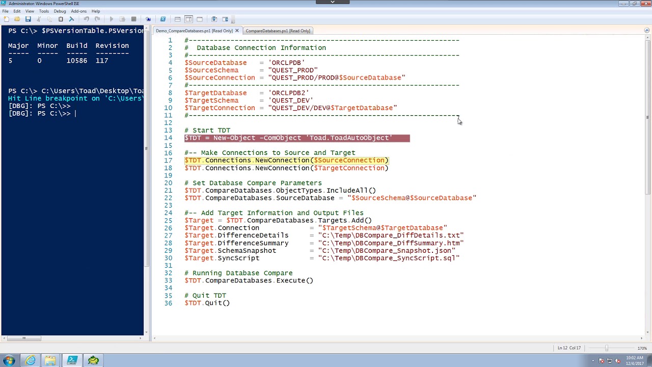 1280x720 Using Database Compare With Powershell In Toad Devops Toolkit