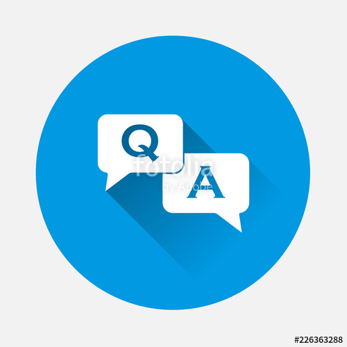 500x500 Question Answer Icon On Blue Background Flat Image Speech Bubbles