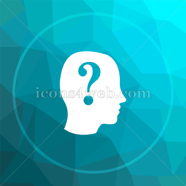 600x600 Human Head With Question Mark Low Poly Button