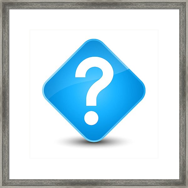 600x600 Question Mark Icon Elegant Cyan Blue Diamond Button Framed Print