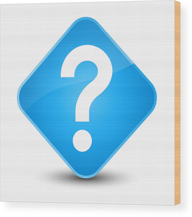654x740 Question Mark Icon Elegant Cyan Blue Diamond Button Wood Print