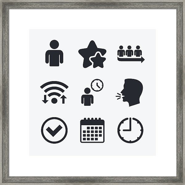 600x600 Queue Icon Person Waiting Sign Check And Time Framed Print