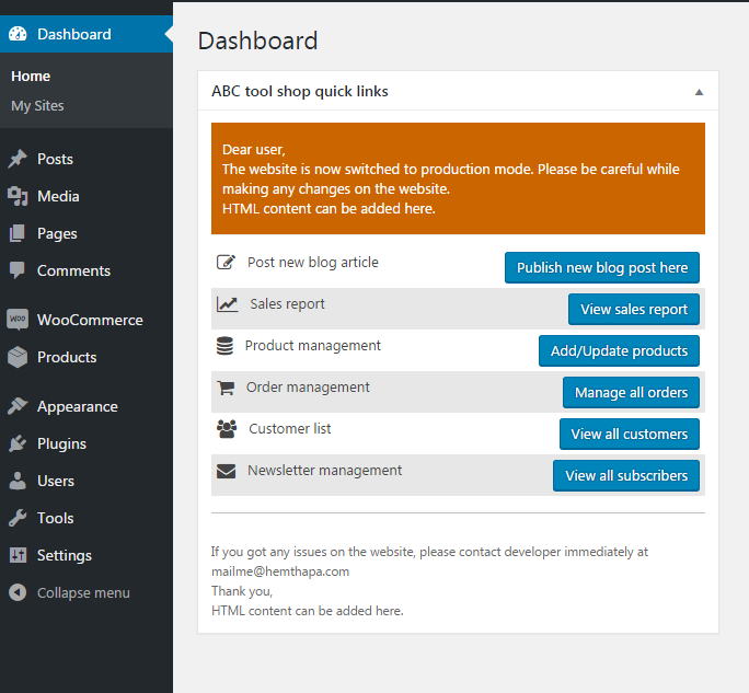 684x633 Dashboard Quick Links Widget Wordpress Plugin