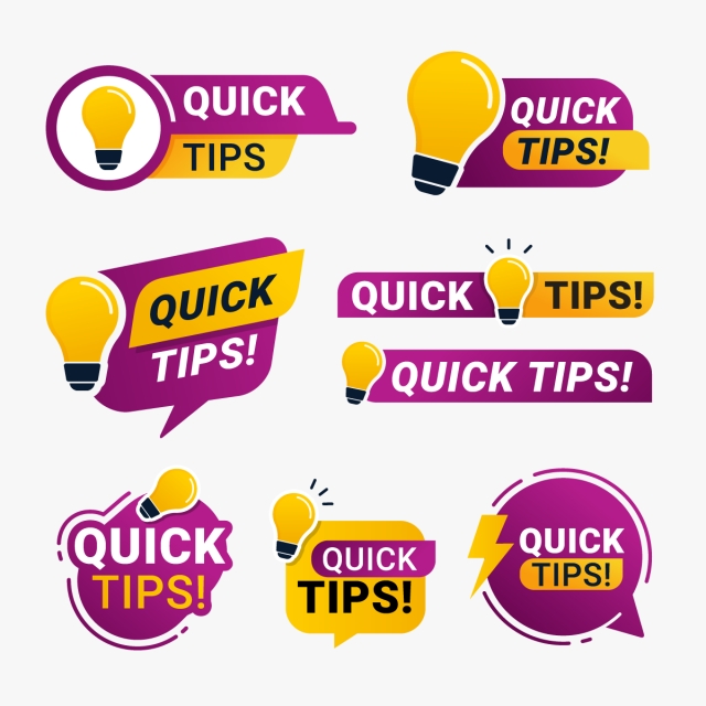 640x640 Quick Tips Logo Badge With Yellow Lightbulb Icon Vector