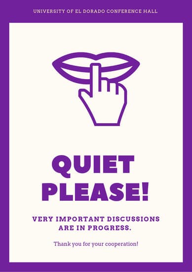 389x550 Magenta Quiet Icon Conference Signs Poster