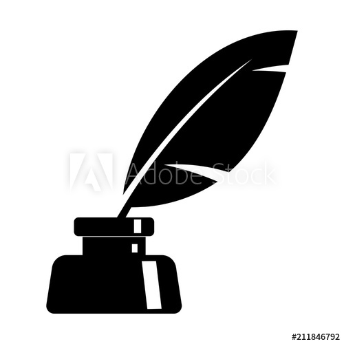 500x500 Simple, Flat Ink And Quill Icon Black Silhouette Icon Isolated