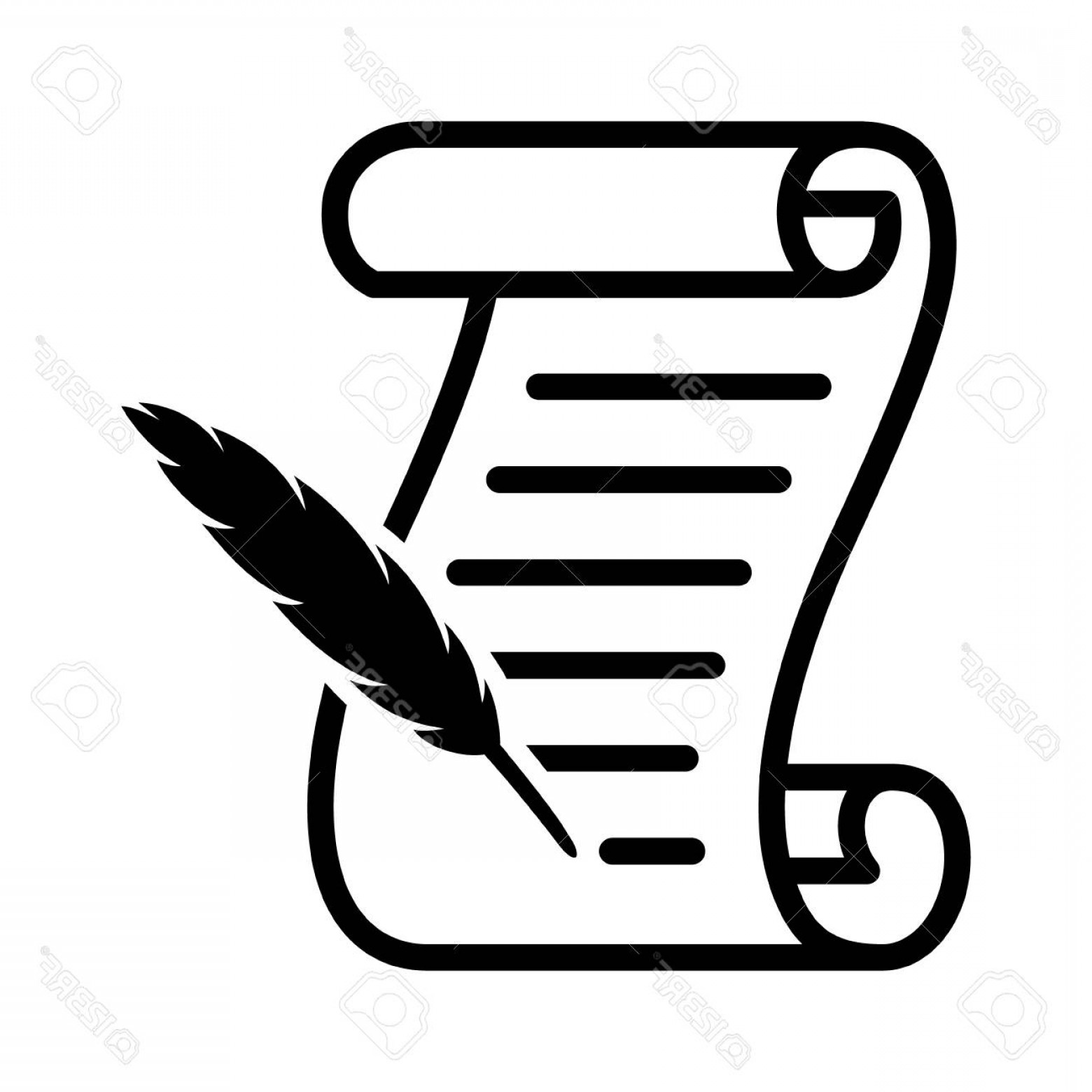 1560x1560 Photostock Vector Writing On A Scroll With A Feather Quill Pen