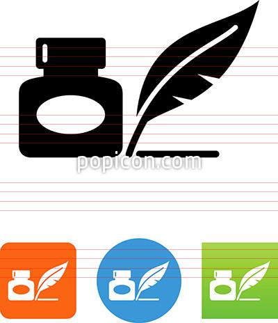 400x464 Ink Bottle With Quill Pen Icon
