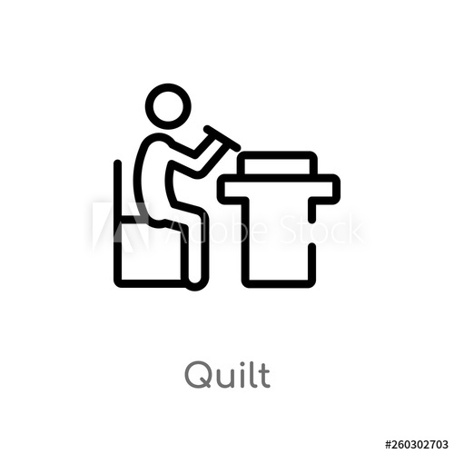 500x500 Outline Quilt Vector Icon Isolated Black Simple Line Element