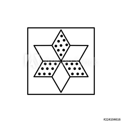 500x500 Black White Vector Illustration Of Star Quilt Pattern Line Icon