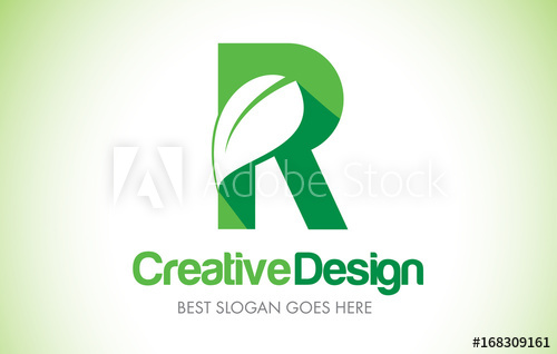 500x318 R Green Leaf Letter Design Logo Eco Bio Leaf Letter Icon
