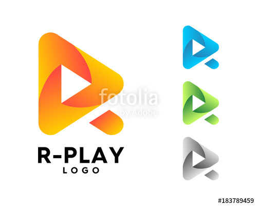 500x401 R Letter Play Button Symbol Icon Initial Logo Stock Image