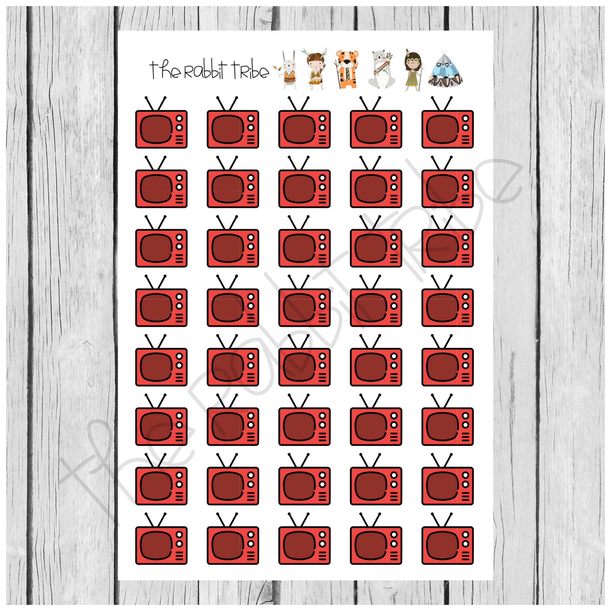 2000x2000 Mini Sticker Sheet Tv Television Micro Icon Planner Etsy