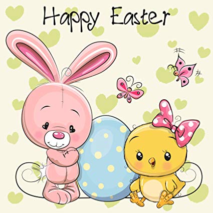 425x425 Happy Easter Sweet Pink Bunny Rabbit With Baby Chick