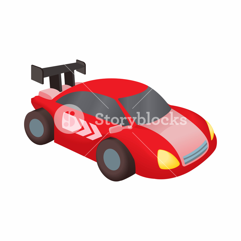 1000x1000 Red Race Car Icon In Cartoon Style Isolated On White Background