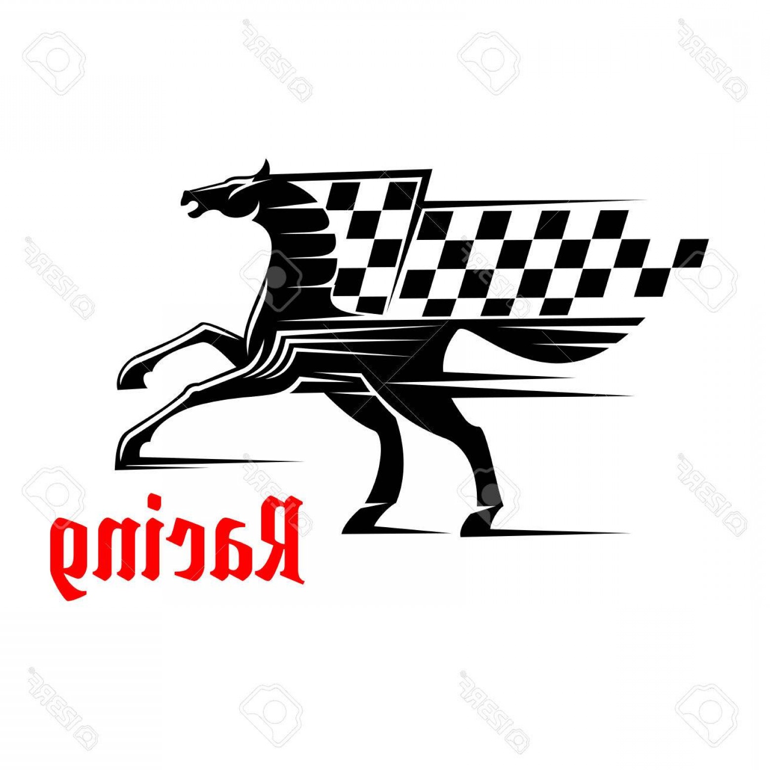 1560x1560 Photostock Vector Horse Race Icon With Racing Checkered Flag