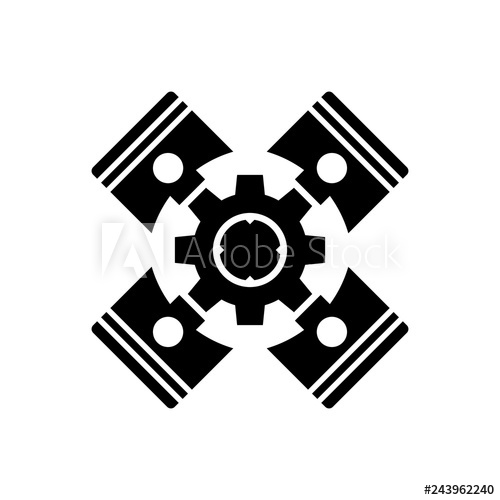 500x500 Piston Logo Race Icon Automotive Symbol Vector