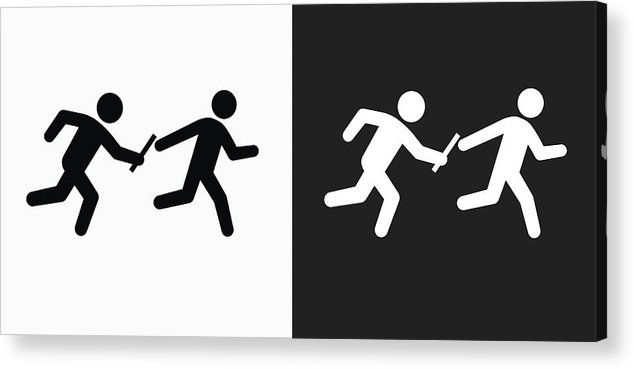 634x369 Relay Race Icon On Black And White Vector Backgrounds Acrylic