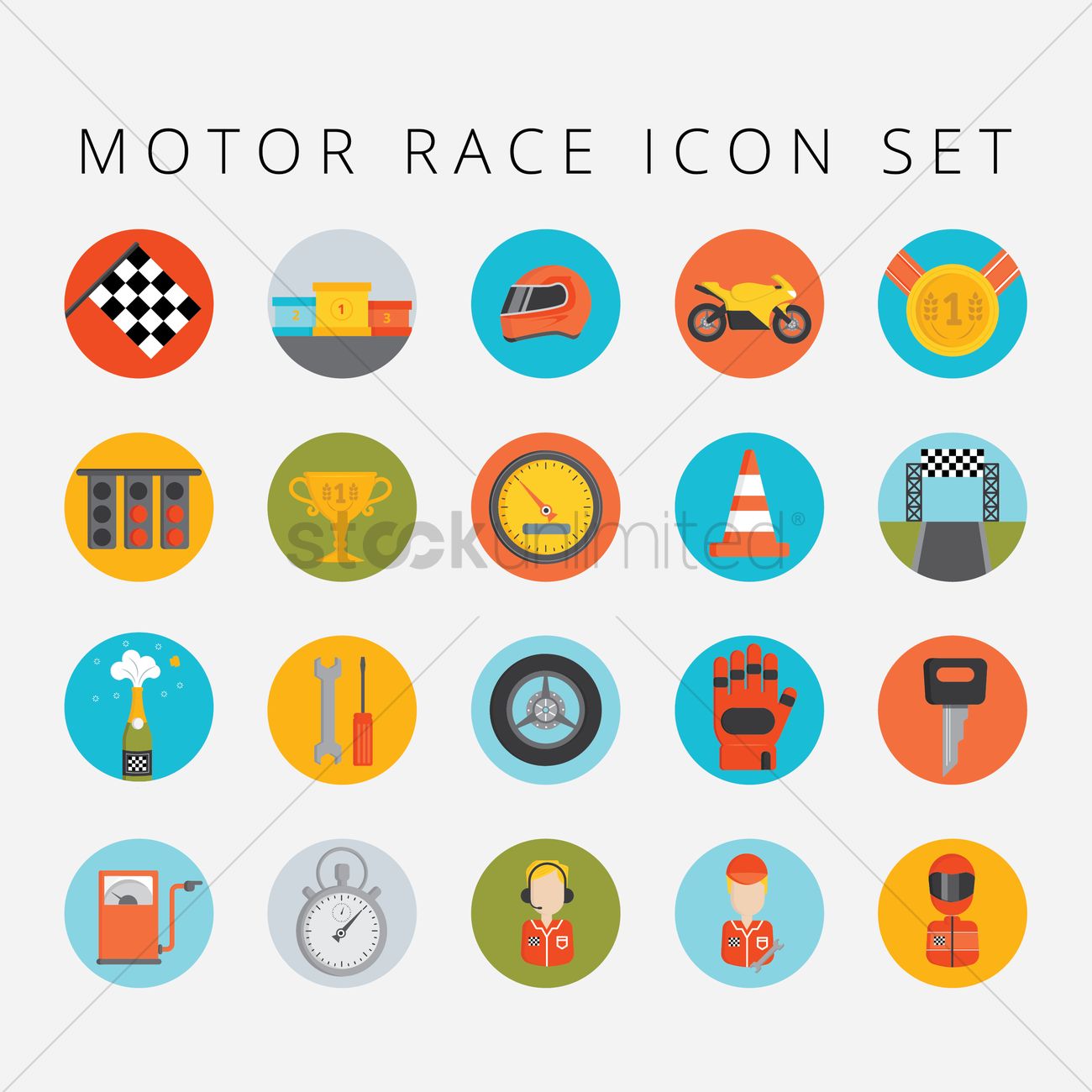 1300x1300 Set Of Motor Race Icons Vector Image