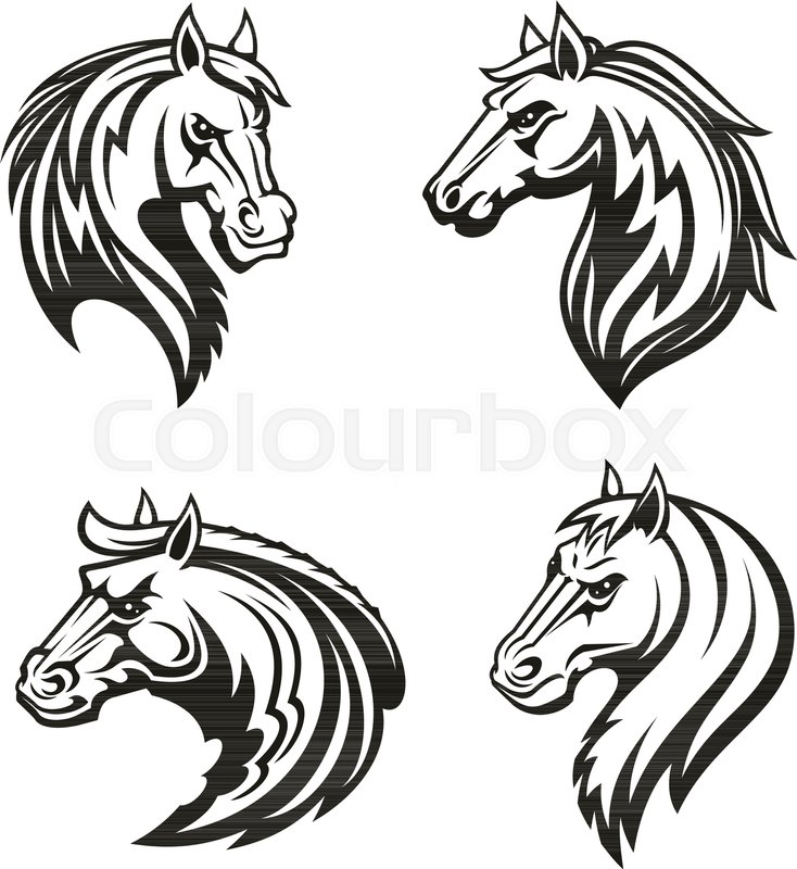 734x800 Horse Animal Icon Of Tribal Tattoo Or Stock Vector Colourbox