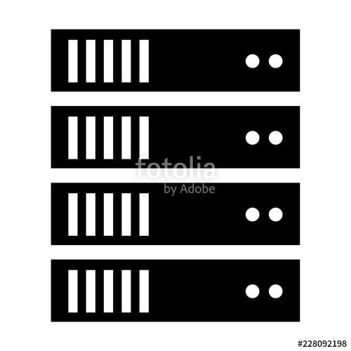 500x500 Minimalist Server Rack Icon Black Silhouette Design Isolated