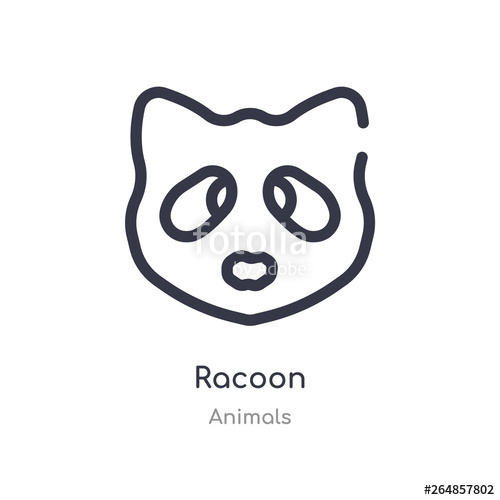 500x500 Racoon Outline Icon Isolated Line Vector Illustration