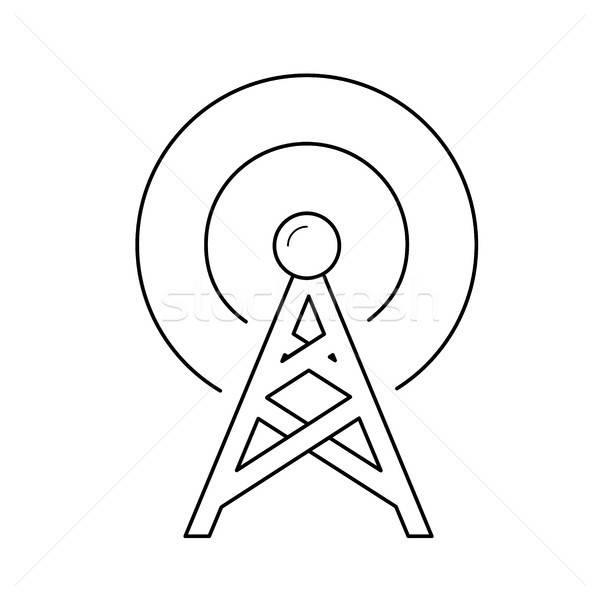 600x600 Radio Antenna Line Icon Vector Illustration Andrei Krauchuk