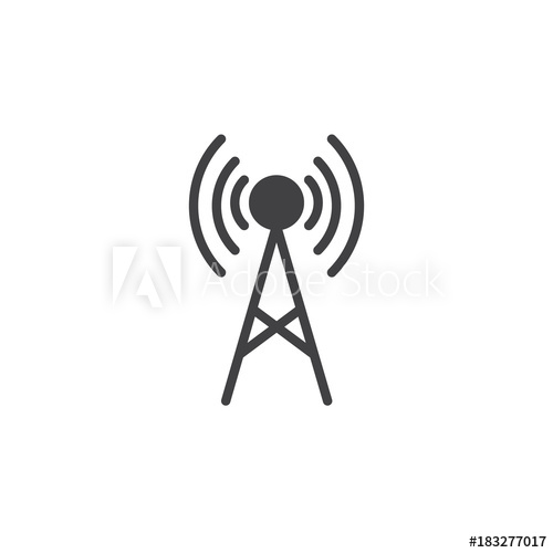 500x500 Antenna Icon Vector, Filled Flat Sign, Solid Pictogram Isolated