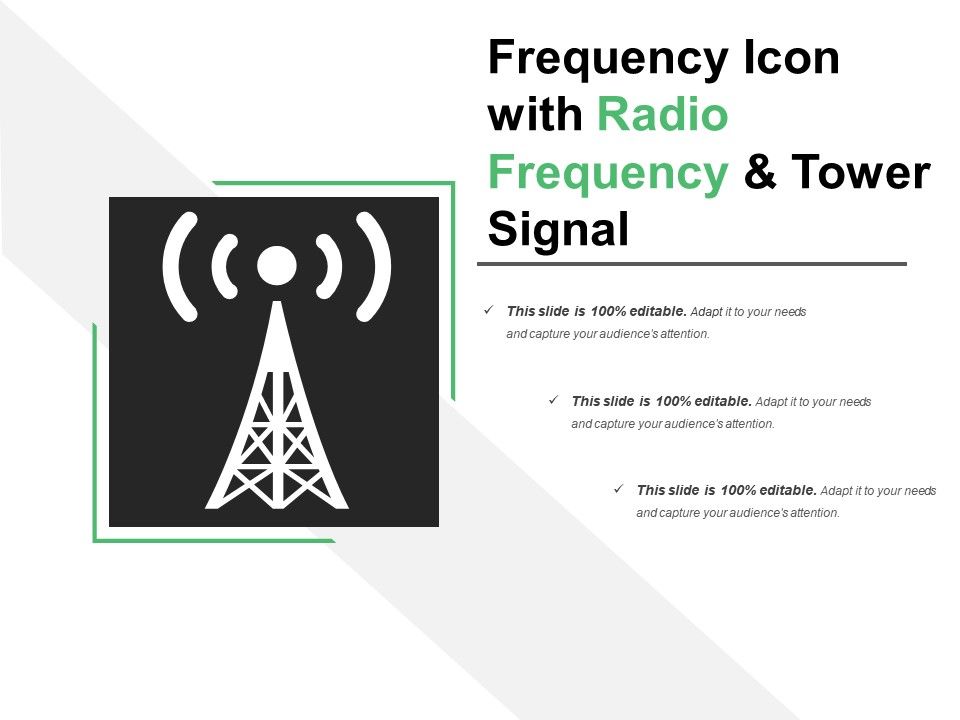 960x720 Frequency Icon With Radio Frequency And Tower Signal Powerpoint