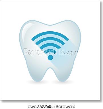 362x382 Tooth Icon With A Radio Signal Sign, Art Print Barewalls Posters