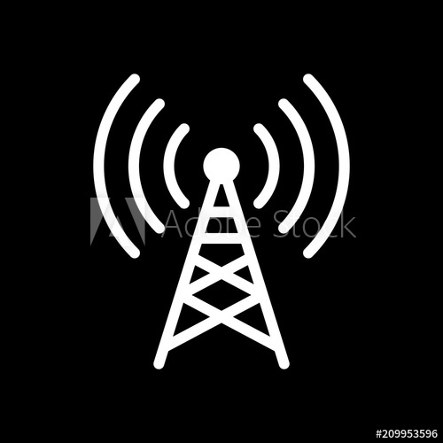 Radio Tower Icon Linear Style White Icon On Black Background 500x500 Radio Tower Icon Linear Style White Icon On Black Background