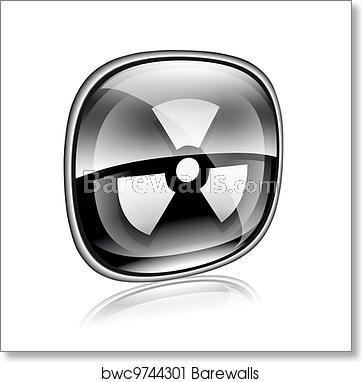 362x382 Radioactive Icon Black Glass, Isolated On White Background, Art