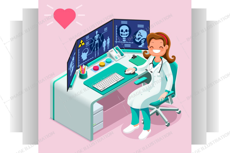 900x599 Radiology Icon Isometric People Cartoon