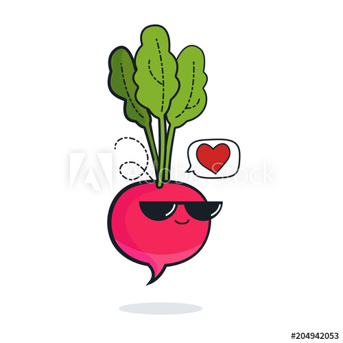 500x500 Illustration Cartoon Funny Radish Icon With Black Sunglasses