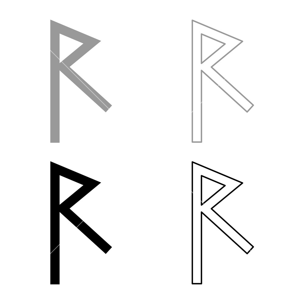 1000x1000 Raido Rune Raid Symbol Road Icon Set Grey Black Color Vector