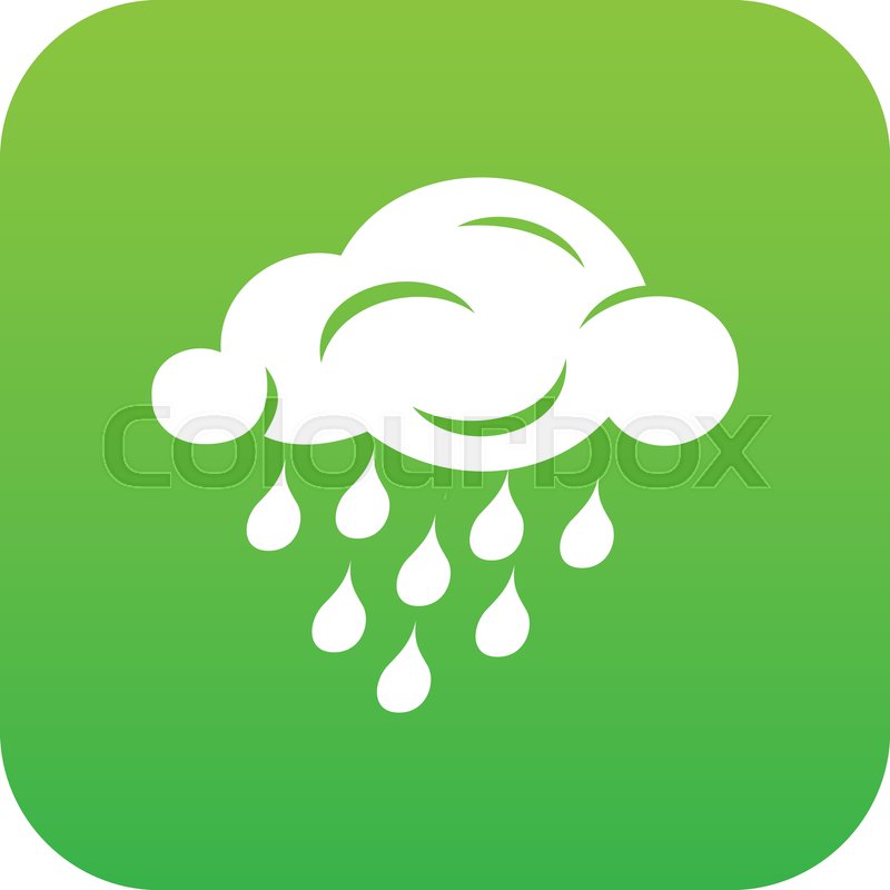 800x800 Rain Cloud Icon Green Vector Isolated Stock Vector Colourbox