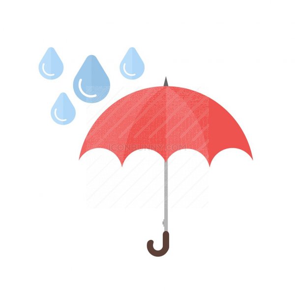 600x600 Umbrella With Rain Flat Multicolor Icon