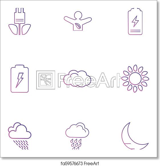 561x581 Free Art Print Of Battery, Moon, Crecent, Ecology, Sun, Cloud