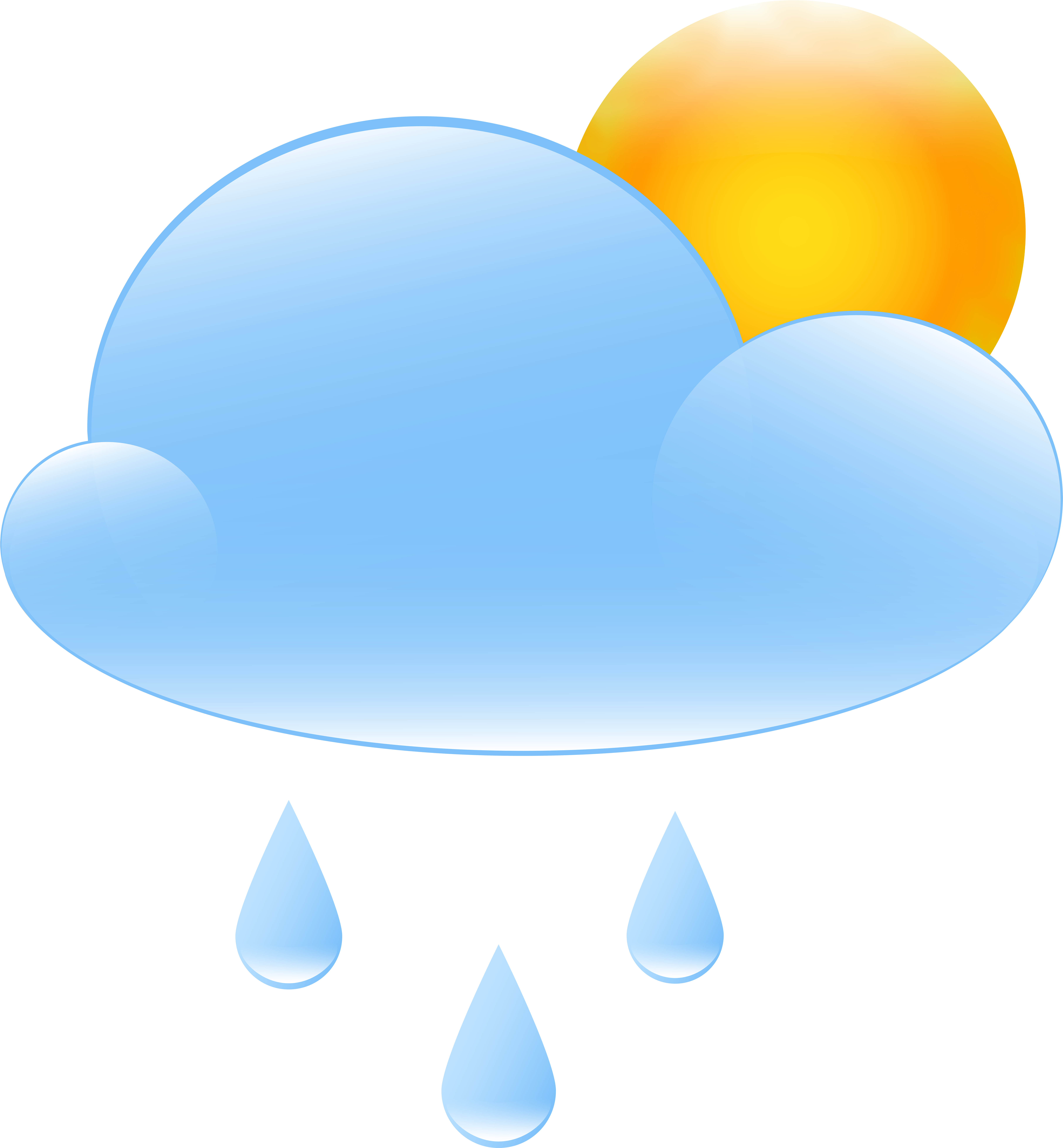 7250x7831 Hd Partly Cloudy With Sun And Rain Weather Icon Png Clip Free