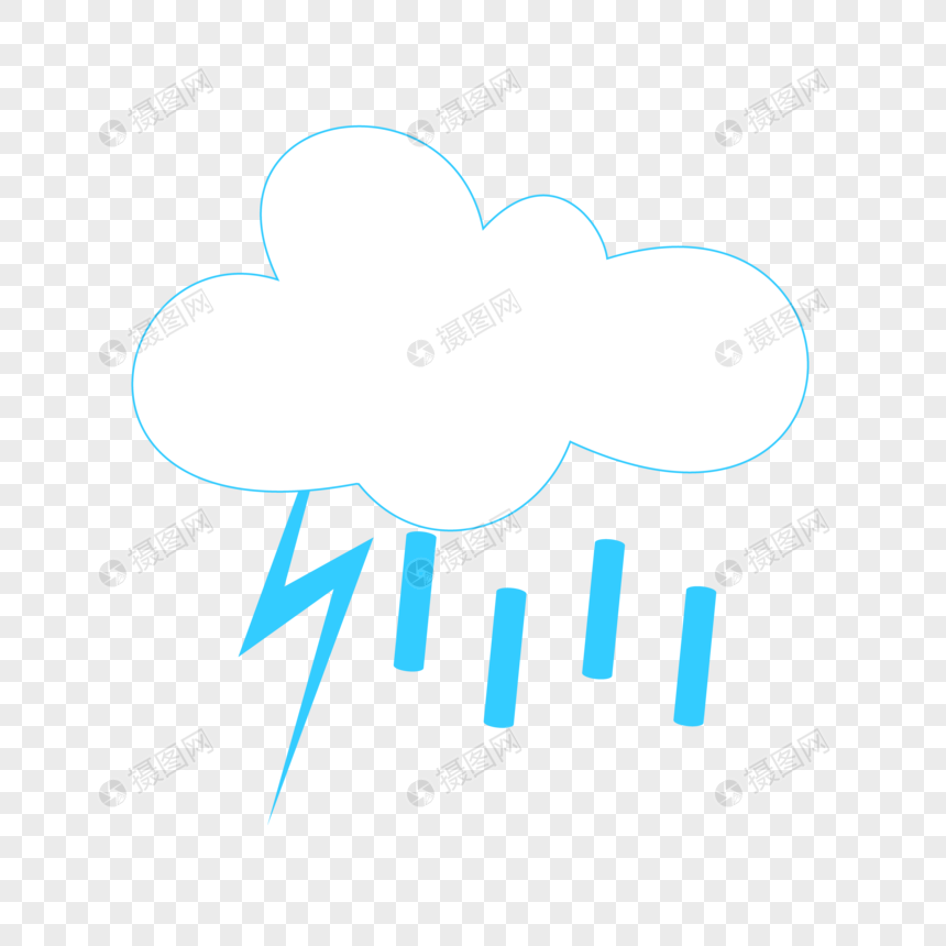 860x860 Hand Painted Lightning Rain Weather Icon Design Material Png