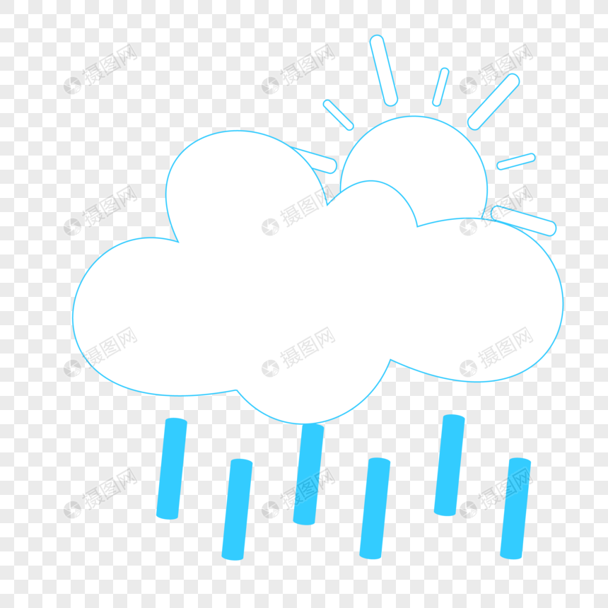 860x860 Hand Painted Sun Rain Weather Icon Design Material Png