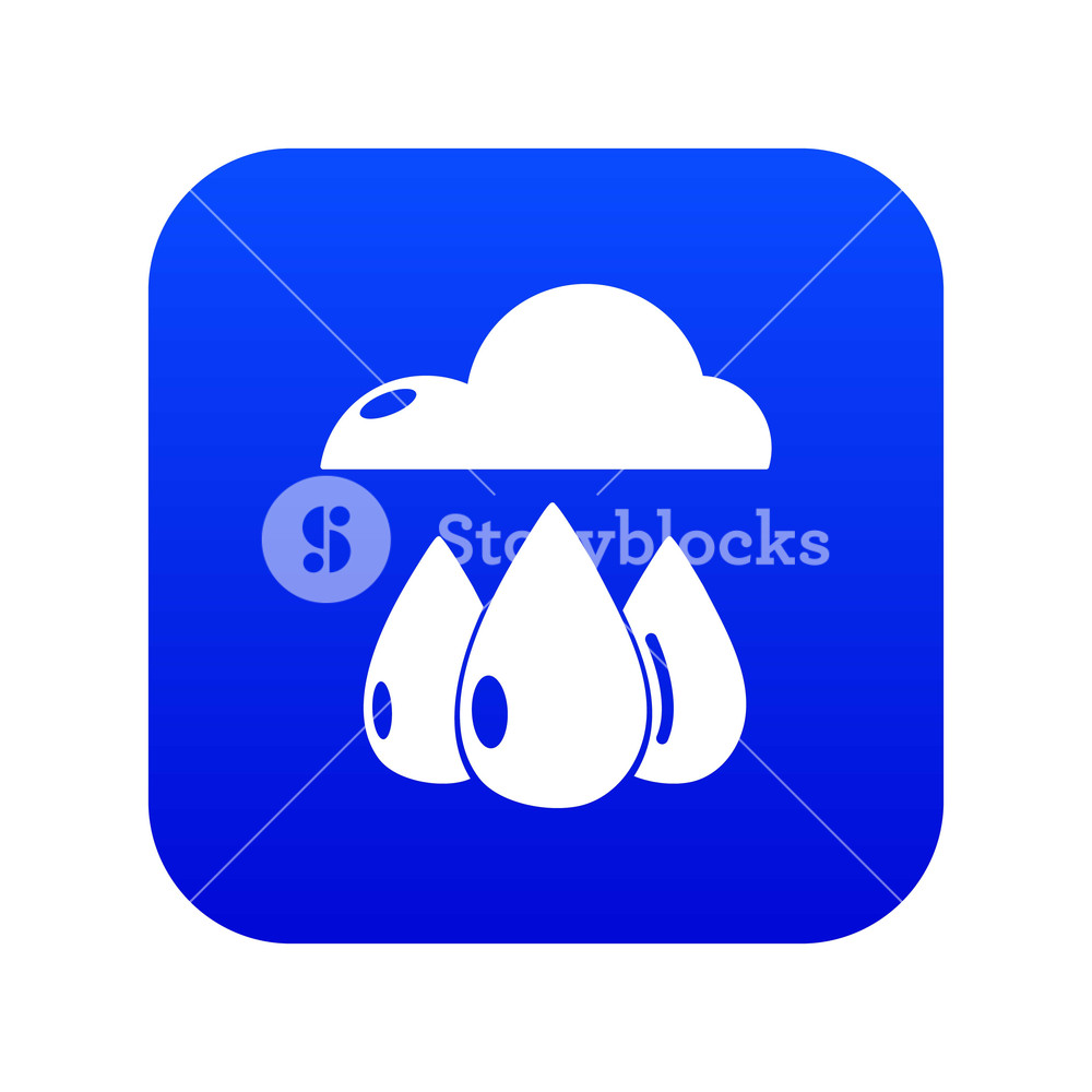 1000x1000 Rain Weather Icon Blue Vector Isolated On White Background Royalty